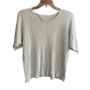 Women's Light Sage Ribbed Knit Short Sleeve Top‎ Size Large